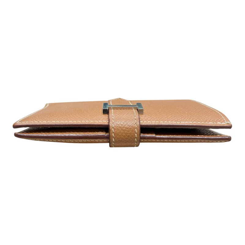 HERMÈS 愛馬仕 BEARN COMPACT WALLET 雙折短夾 EPSOM牛皮 金棕色 銀釦-5