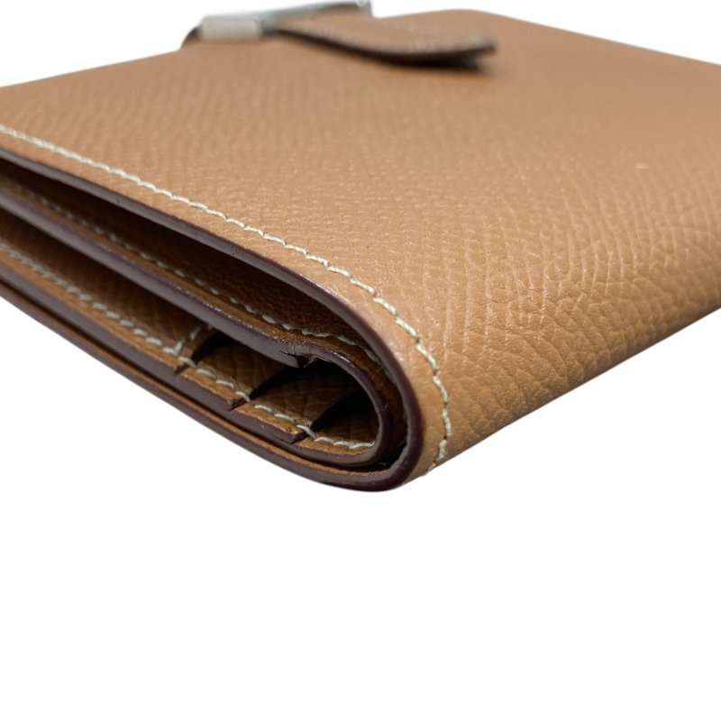 HERMÈS 愛馬仕 BEARN COMPACT WALLET 雙折短夾 EPSOM牛皮 金棕色 銀釦-6