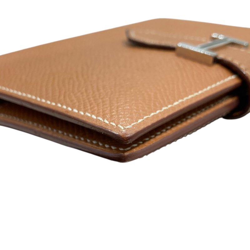 HERMÈS 愛馬仕 BEARN COMPACT WALLET 雙折短夾 EPSOM牛皮 金棕色 銀釦-8