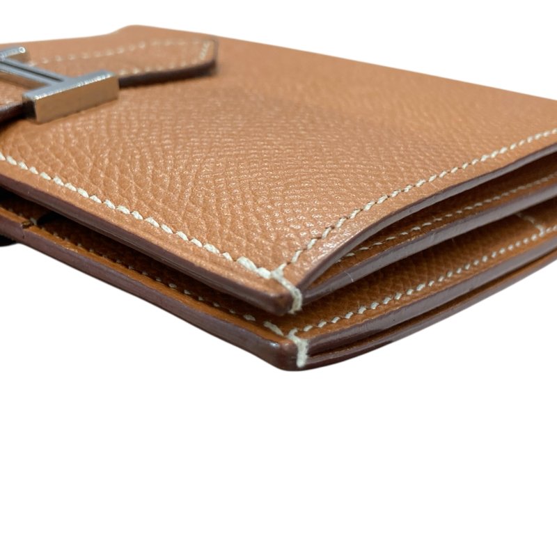 HERMÈS 愛馬仕 BEARN COMPACT WALLET 雙折短夾 EPSOM牛皮 金棕色 銀釦-9