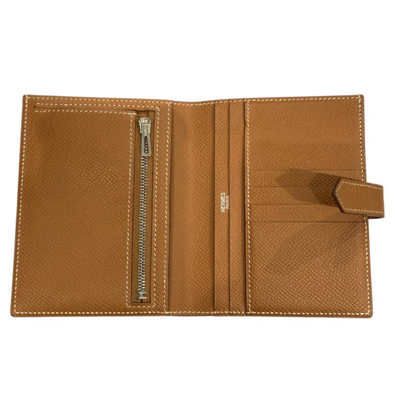 HERMÈS 愛馬仕 BEARN COMPACT WALLET 雙折短夾 EPSOM牛皮 金棕色 銀釦-10