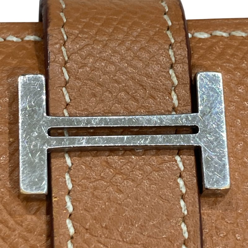 HERMÈS 愛馬仕 BEARN COMPACT WALLET 雙折短夾 EPSOM牛皮 金棕色 銀釦-13