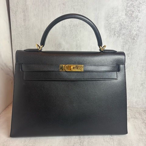 HERMES 黑金kelly32 EPSOM皮