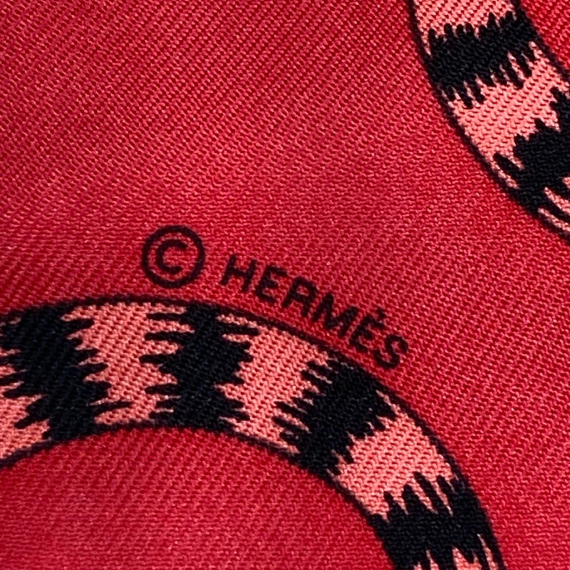 HERMÈS 愛馬仕 CHRISTIANE VAUZELLES LES LEOPARDS TWILLY 絲巾 斜紋真絲 紅色-4