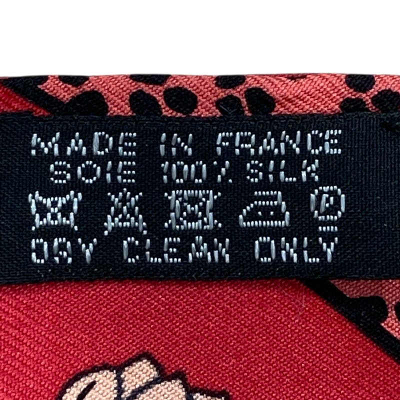 HERMÈS 愛馬仕 CHRISTIANE VAUZELLES LES LEOPARDS TWILLY 絲巾 斜紋真絲 紅色-5