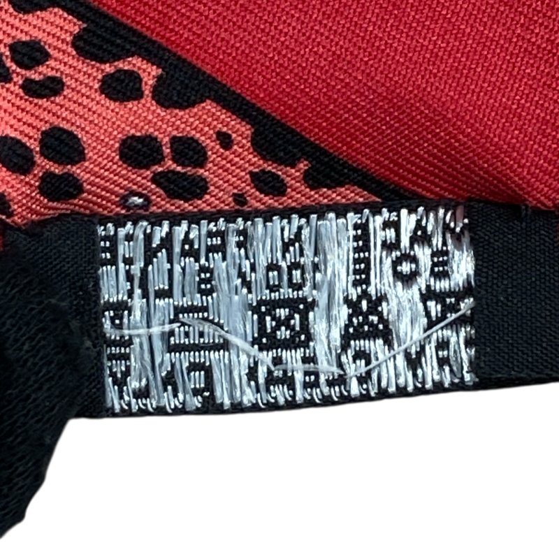 HERMÈS 愛馬仕 CHRISTIANE VAUZELLES LES LEOPARDS TWILLY 絲巾 斜紋真絲 紅色-6