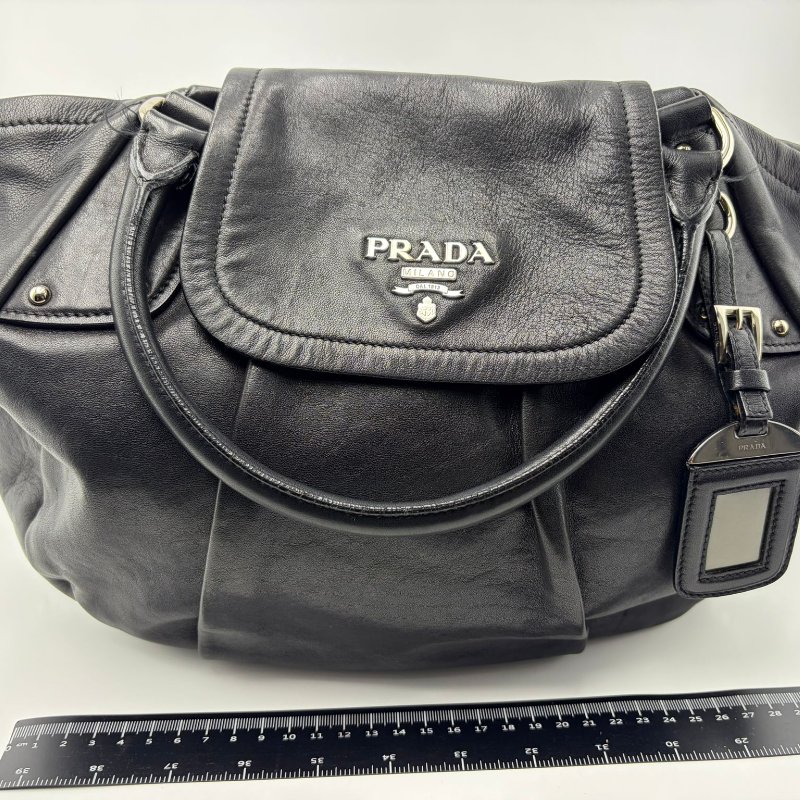 Prada 中古軟皮掀蓋手提包-10