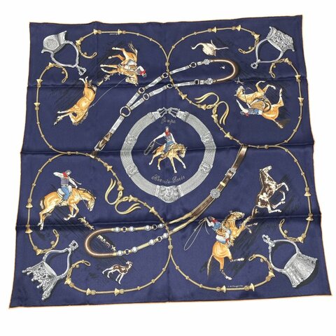 HERMES 愛馬仕 CARRE70 絲巾 藍色