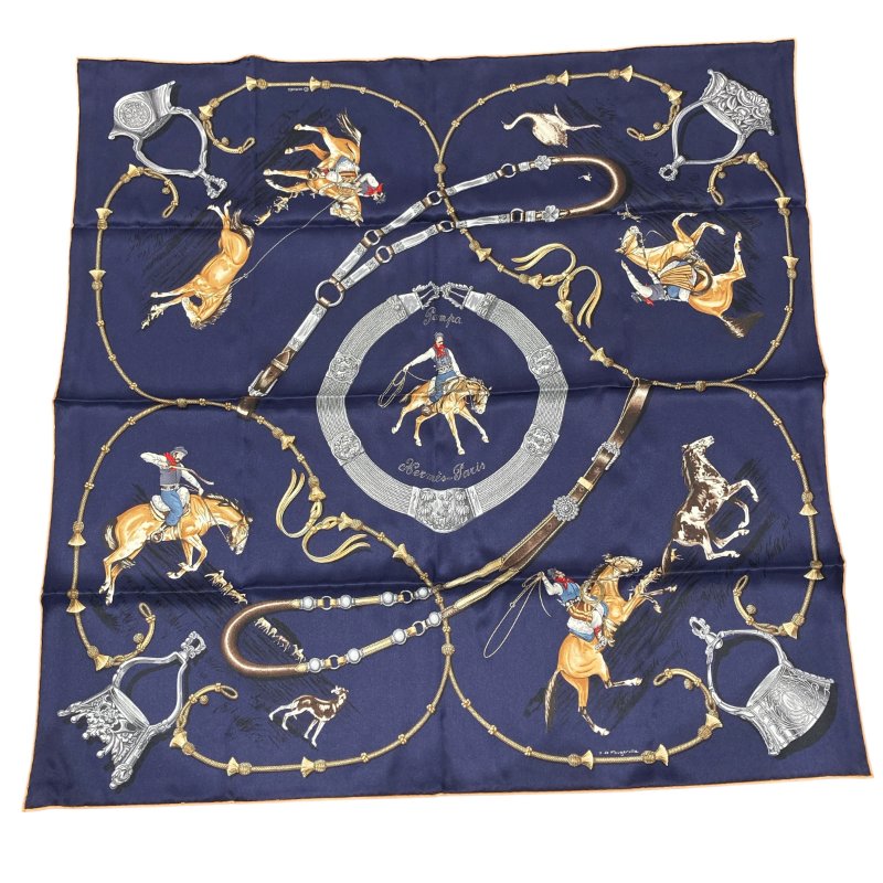HERMES 愛馬仕 CARRE70 絲巾 藍色-0