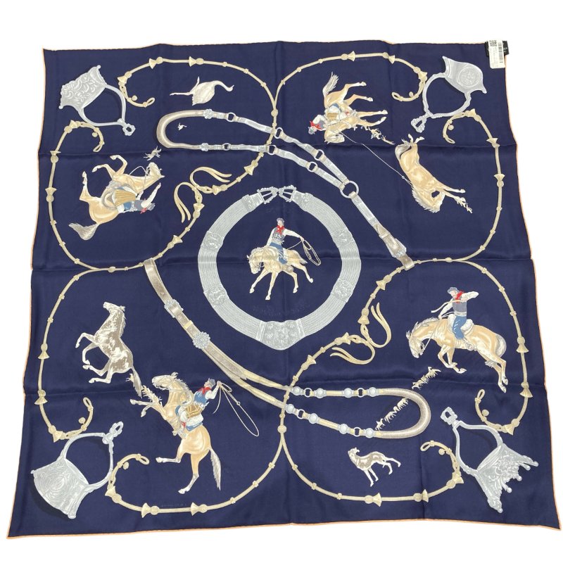 HERMES 愛馬仕 CARRE70 絲巾 藍色-1