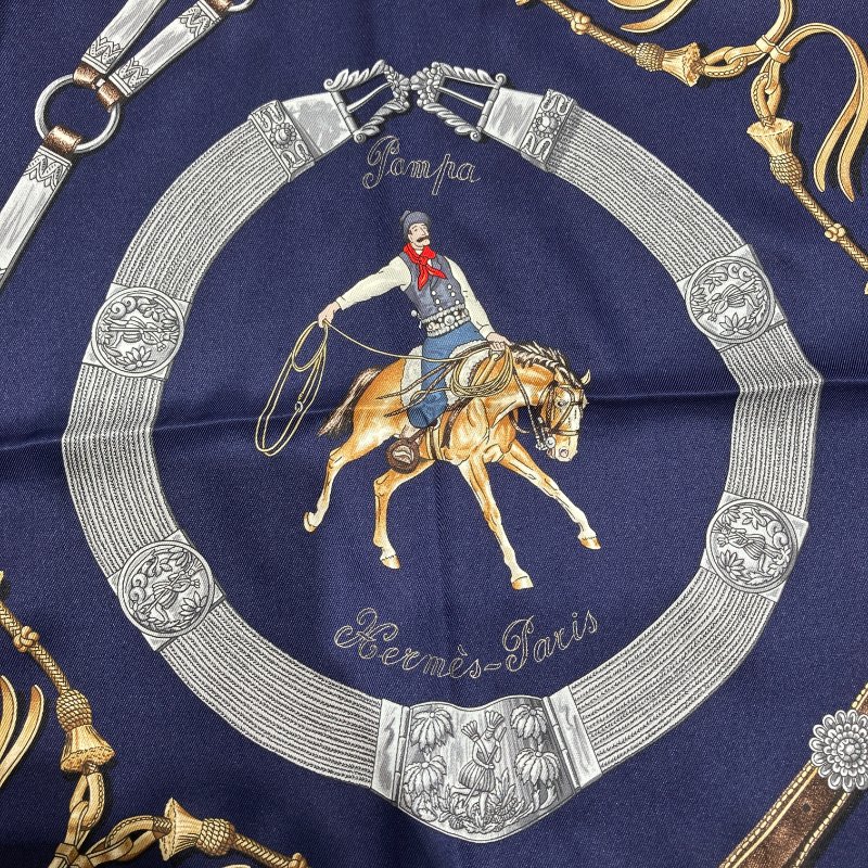 HERMES 愛馬仕 CARRE70 絲巾 藍色-2