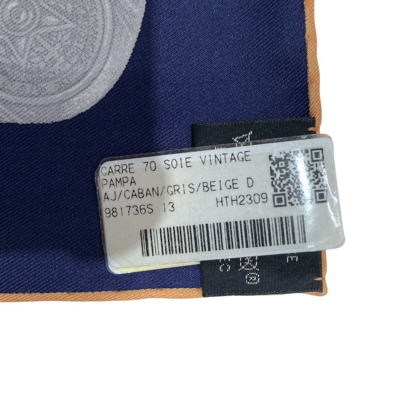 HERMES 愛馬仕 CARRE70 絲巾 藍色-3