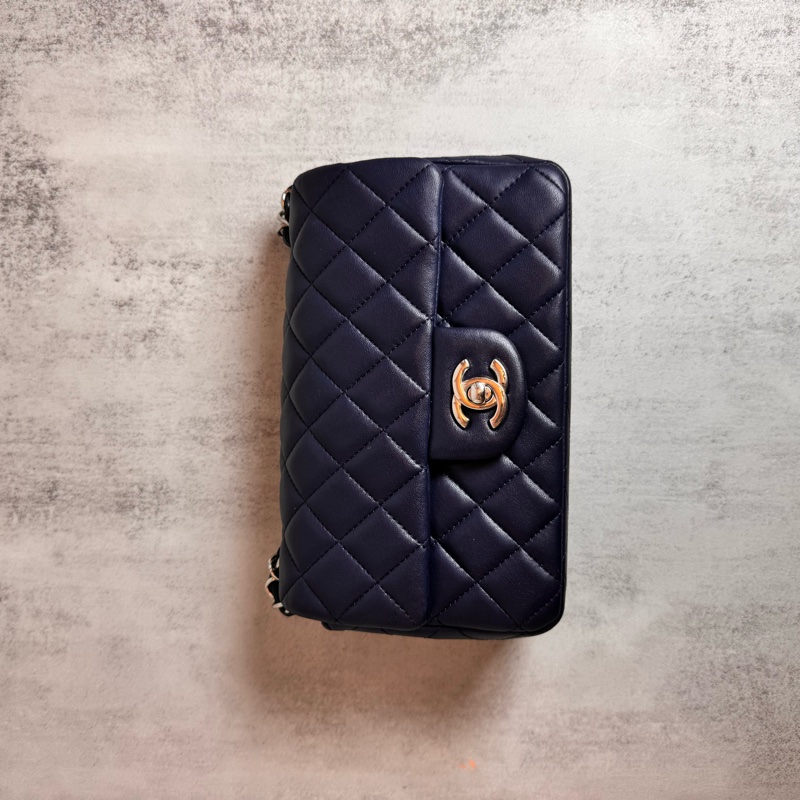 chanel 深藍銀扣 20公分 coco包-0