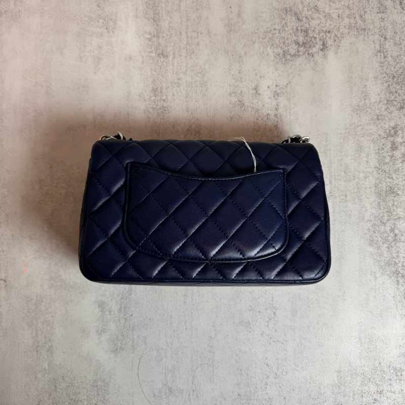 chanel 深藍銀扣 20公分 coco包-3