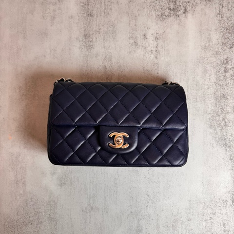 chanel 深藍銀扣 20公分 coco包