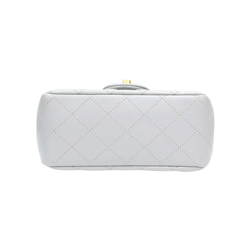 灰色 菱格紋 羊皮 Mini Pearl Crush 金球 鍊帶 肩背包【CHANEL 香奈兒】 AS1786-3