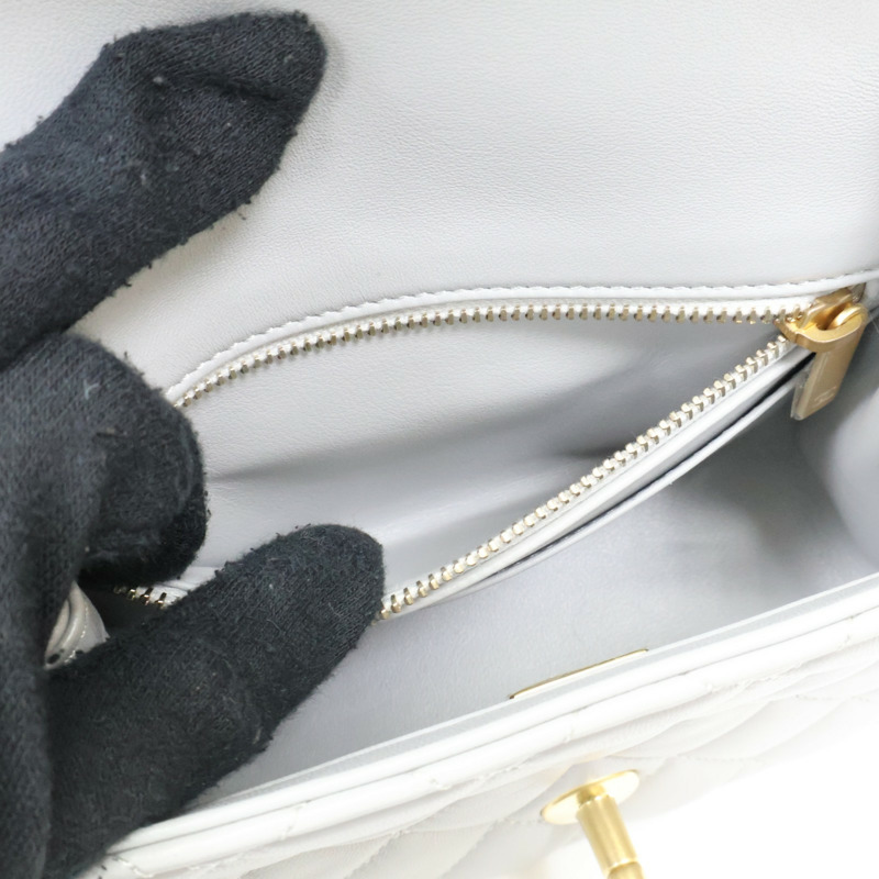 灰色 菱格紋 羊皮 Mini Pearl Crush 金球 鍊帶 肩背包【CHANEL 香奈兒】 AS1786-5