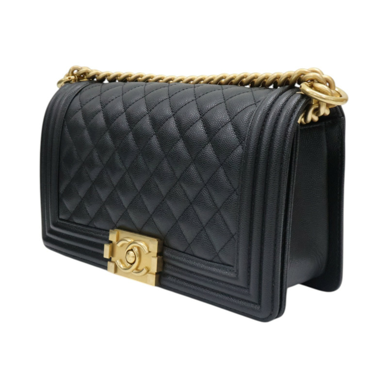 黑色 菱格紋 荔枝紋牛皮 Boy 25 鍊帶 肩背包 金扣【CHANEL 香奈兒】 A67086-2