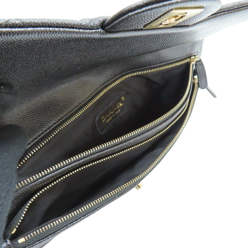 黑色 荔枝紋 牛皮 手拿包【CHANEL 香奈兒】-4