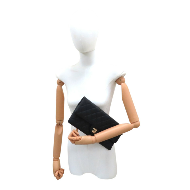 黑色 荔枝紋 牛皮 手拿包【CHANEL 香奈兒】-8