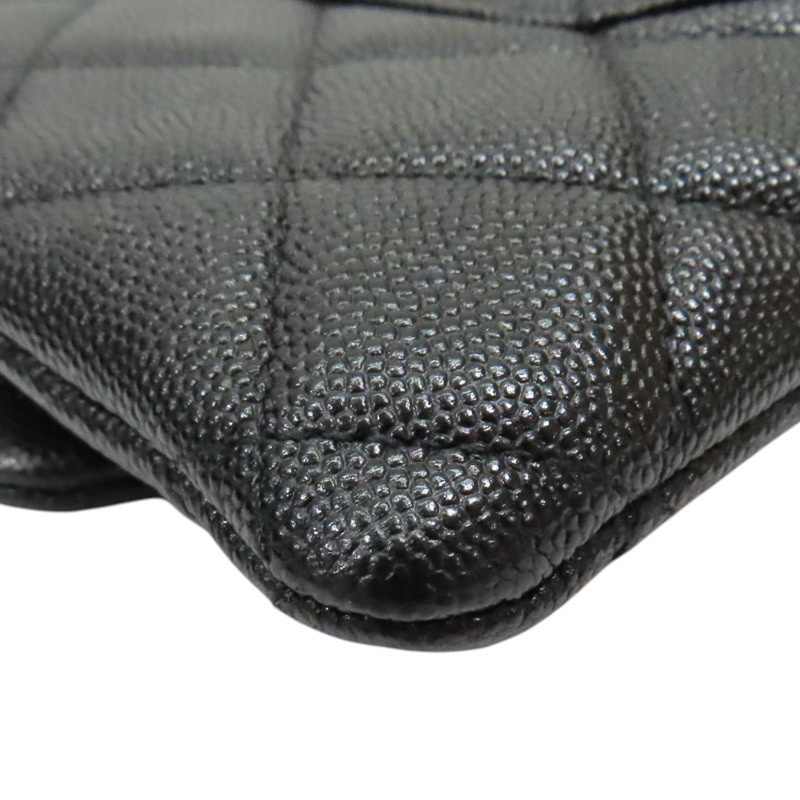 黑色 荔枝紋 牛皮 手拿包【CHANEL 香奈兒】-12