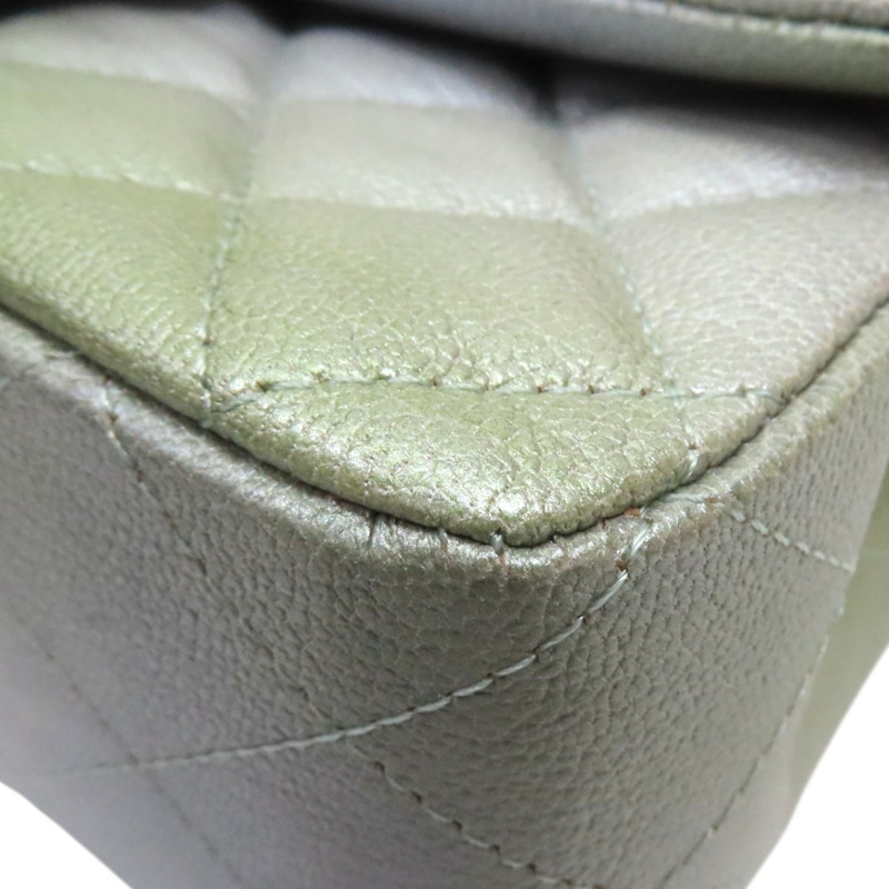 金屬灰/綠色 荔枝紋 牛皮 COCO 20 肩背包【CHANEL 香奈兒】 A69900-9