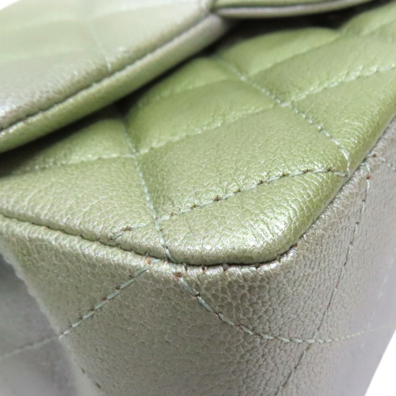 金屬灰/綠色 荔枝紋 牛皮 COCO 20 肩背包【CHANEL 香奈兒】 A69900-10