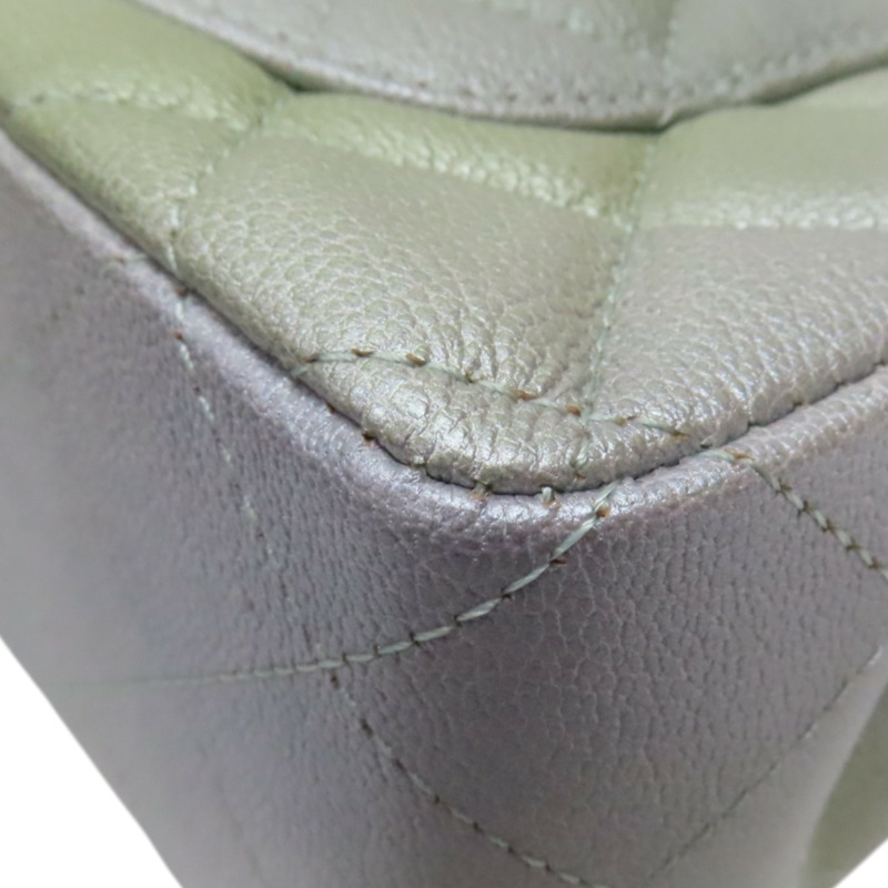 金屬灰/綠色 荔枝紋 牛皮 COCO 20 肩背包【CHANEL 香奈兒】 A69900-11