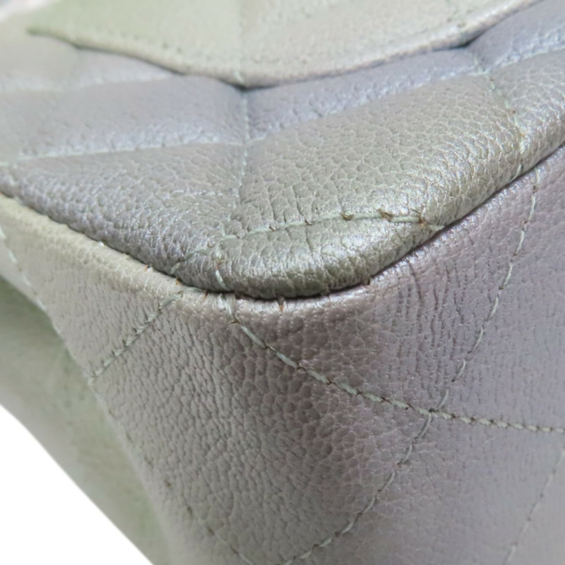 金屬灰/綠色 荔枝紋 牛皮 COCO 20 肩背包【CHANEL 香奈兒】 A69900-12