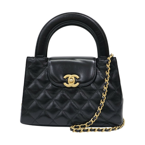 黑色 菱格紋 牛皮 Kelly Mini 鏈帶 肩背包【CHANEL 香奈兒】 AS4416