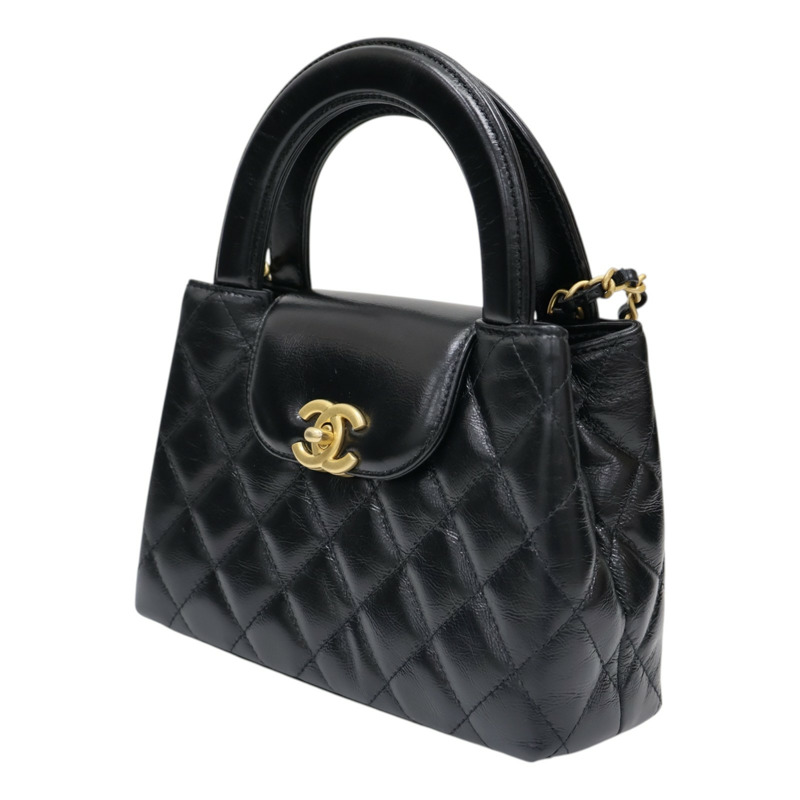 黑色 菱格紋 牛皮 Kelly Mini 鏈帶 肩背包【CHANEL 香奈兒】 AS4416-2