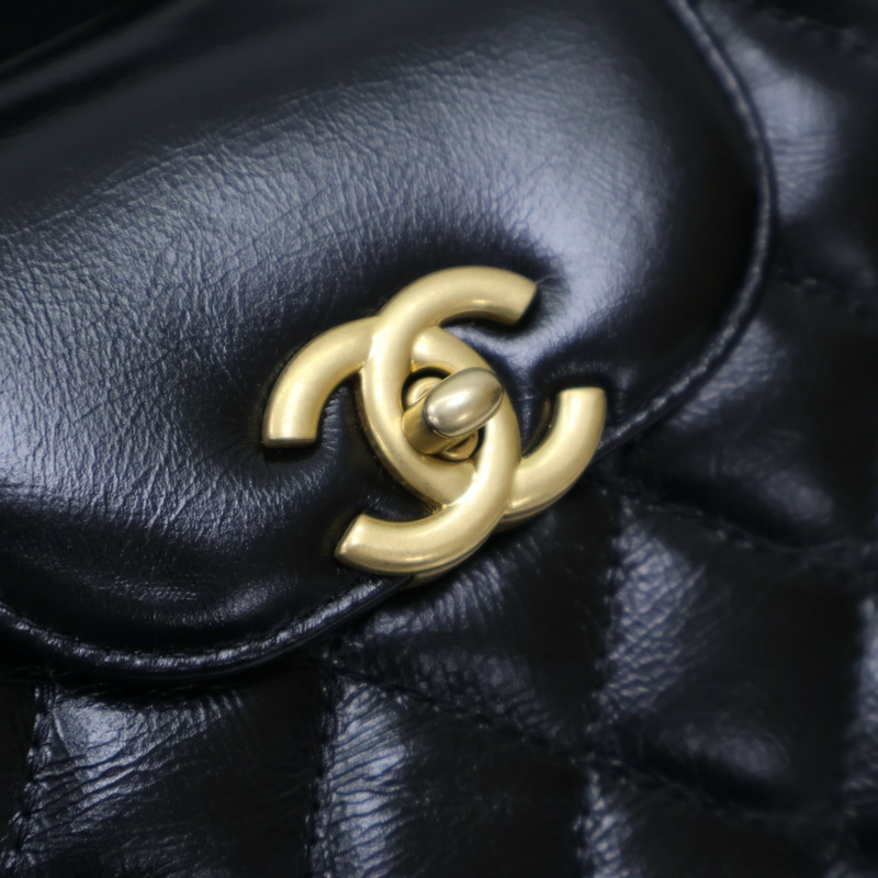 黑色 菱格紋 牛皮 Kelly Mini 鏈帶 肩背包【CHANEL 香奈兒】 AS4416-9