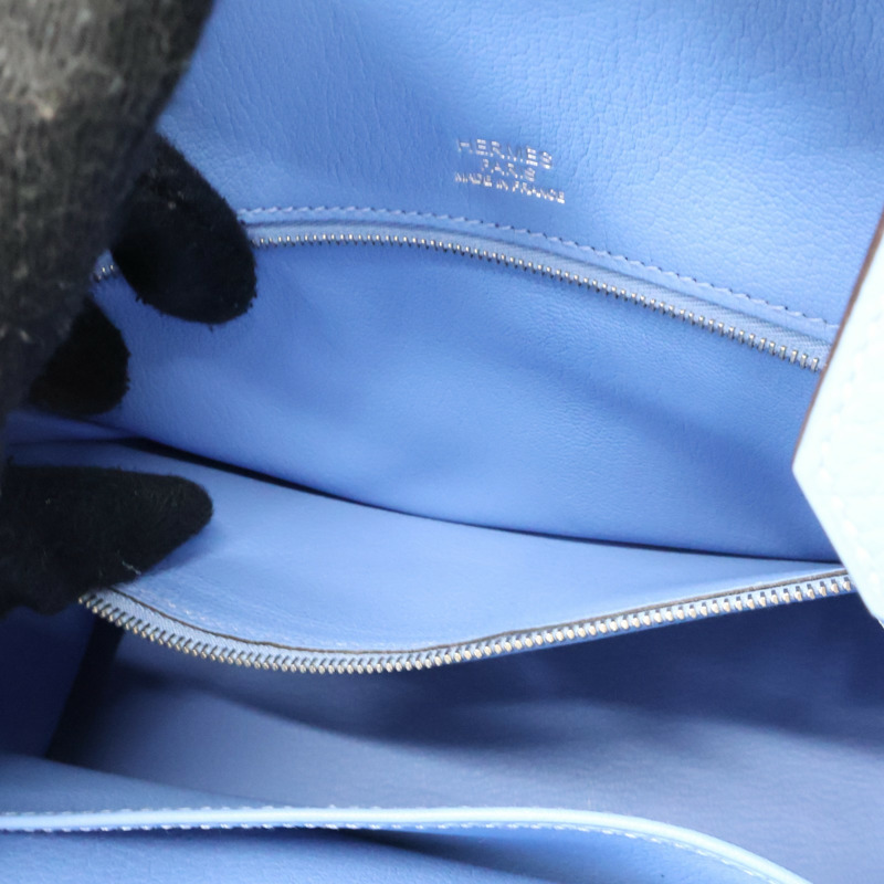 天堂藍 TC/Evercolor皮革 Birkin 30 Ghillies 柏金包 手提包 銀扣 X刻【HERMES 愛馬仕】-5