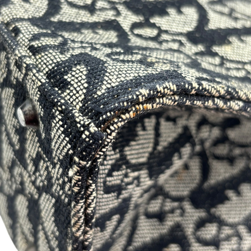 黑色 緹花 Trotter 帆布 Saddle 肩背包【Dior 迪奧】-8