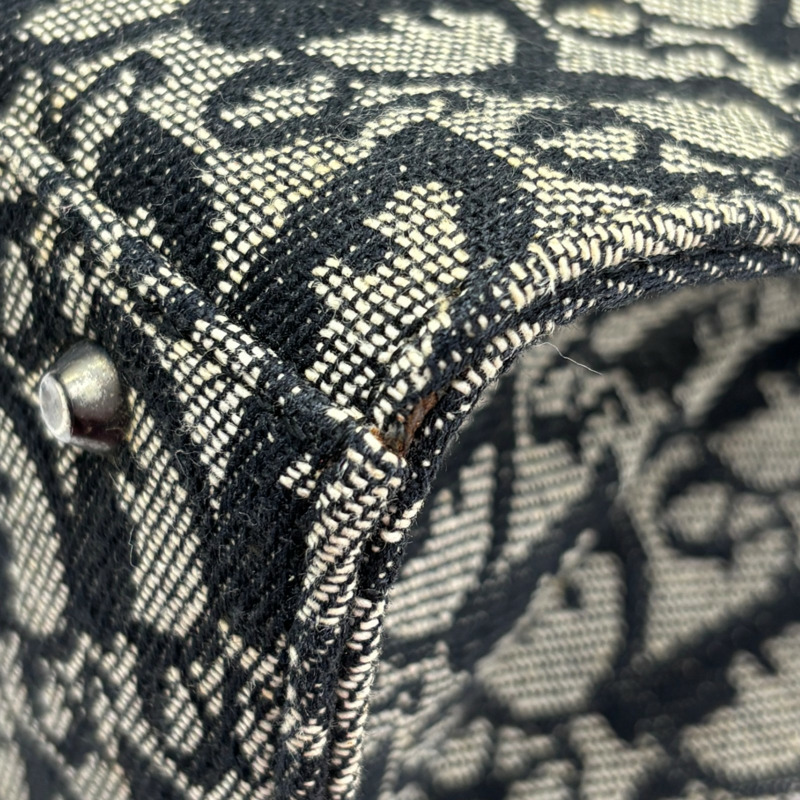 黑色 緹花 Trotter 帆布 Saddle 肩背包【Dior 迪奧】-10