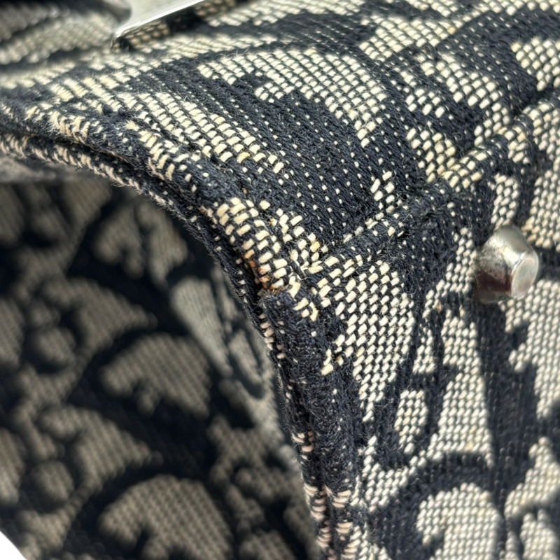 黑色 緹花 Trotter 帆布 Saddle 肩背包【Dior 迪奧】-11