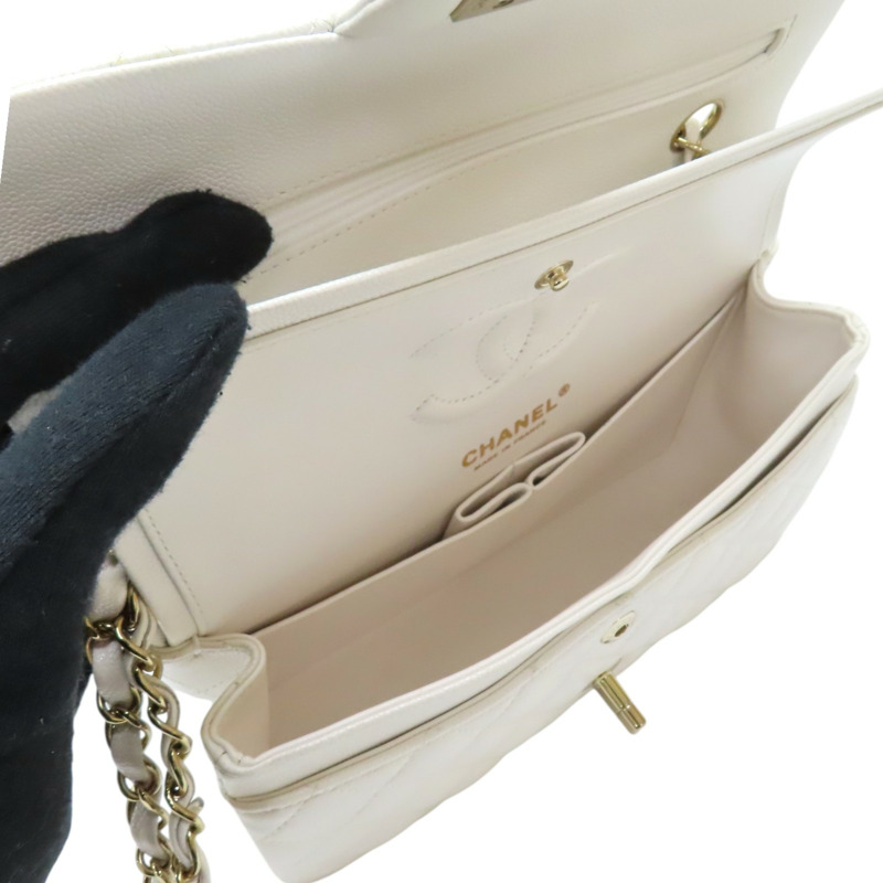 白色 荔枝紋 牛皮 Coco 23 鍊帶 肩背包【CHANEL 香奈兒】 A01113-4