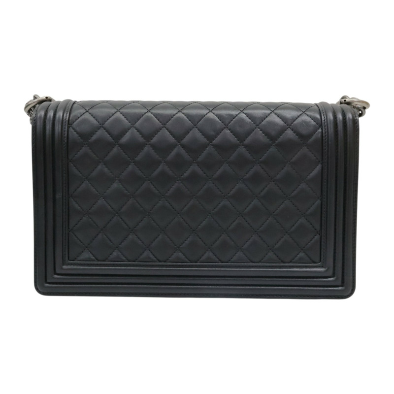 黑色 菱格紋 牛皮 Boy 28 鍊帶 肩背包 銀釦 無卡【CHANEL 香奈兒】 A92193-1