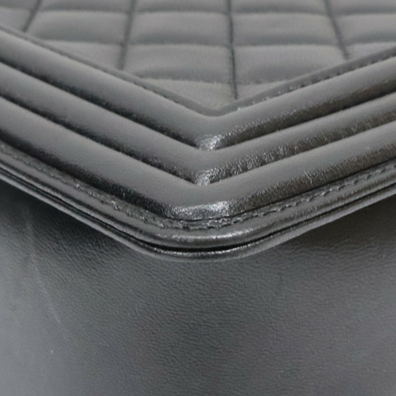 黑色 菱格紋 牛皮 Boy 28 鍊帶 肩背包 銀釦 無卡【CHANEL 香奈兒】 A92193-13