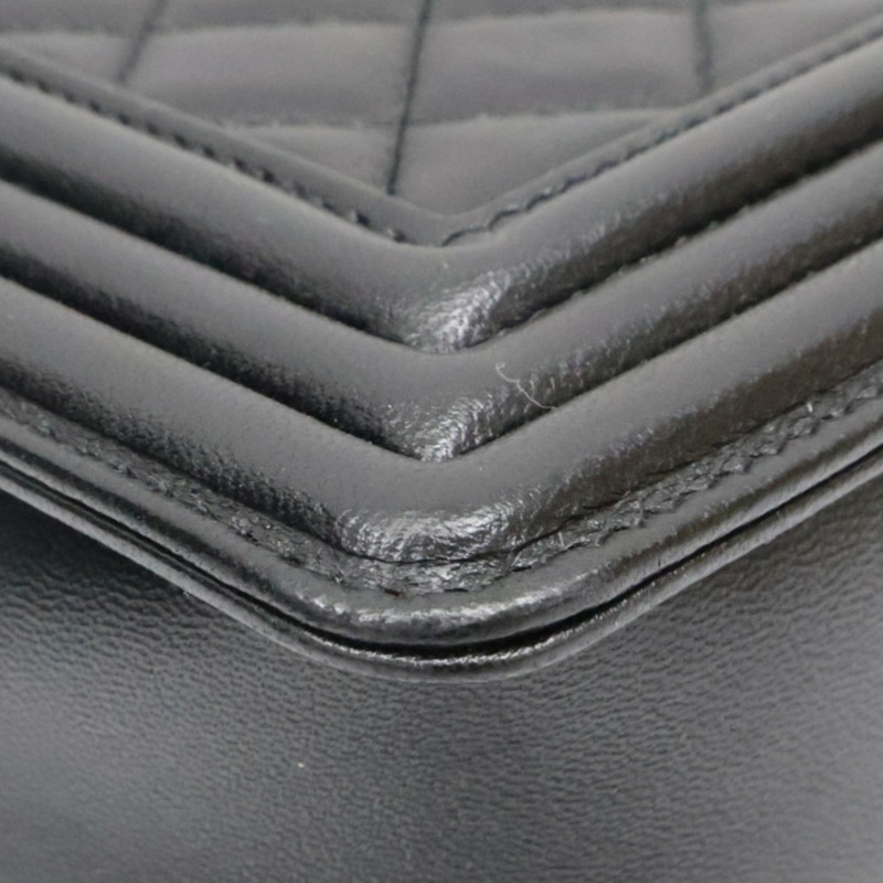 黑色 菱格紋 牛皮 Boy 28 鍊帶 肩背包 銀釦 無卡【CHANEL 香奈兒】 A92193-14