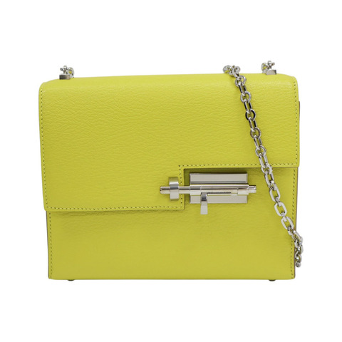 檸檬黃 Chevre山羊皮 Verrou Mini 肩背包 A刻 銀扣【HERMES 愛馬仕】