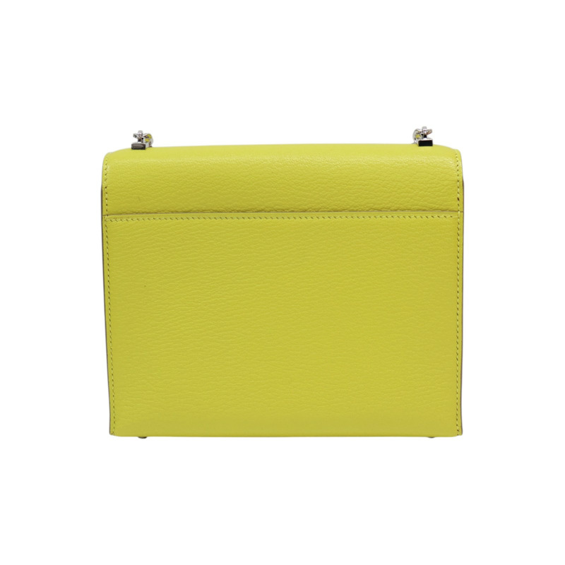 檸檬黃 Chevre山羊皮 Verrou Mini 肩背包 A刻 銀扣【HERMES 愛馬仕】-1