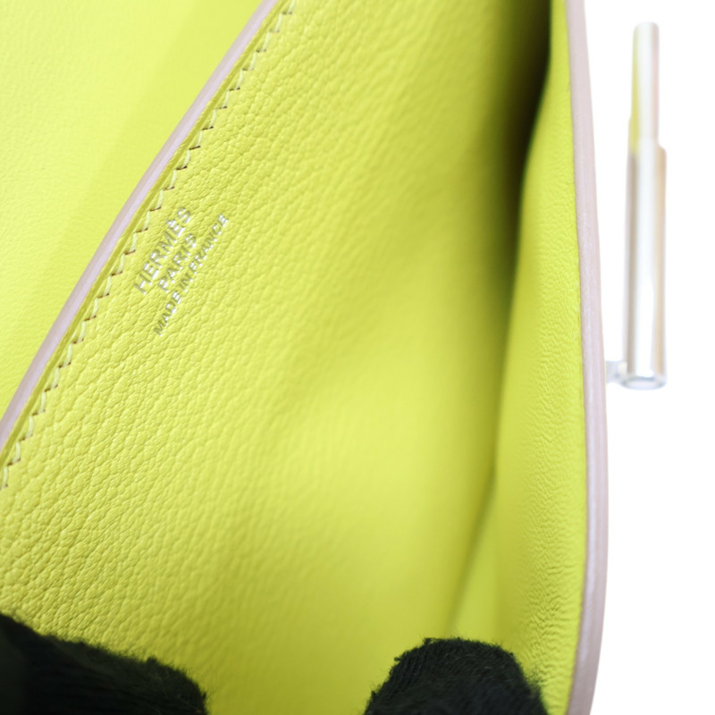 檸檬黃 Chevre山羊皮 Verrou Mini 肩背包 A刻 銀扣【HERMES 愛馬仕】-5