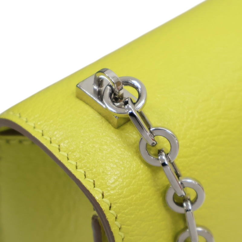 檸檬黃 Chevre山羊皮 Verrou Mini 肩背包 A刻 銀扣【HERMES 愛馬仕】-10