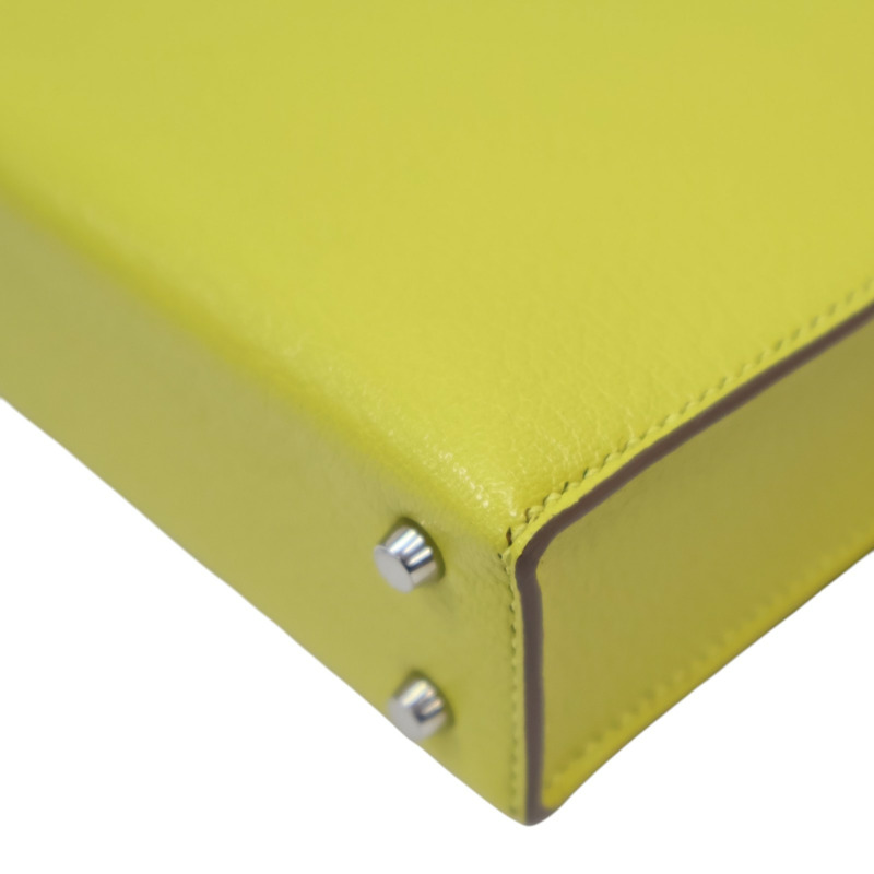 檸檬黃 Chevre山羊皮 Verrou Mini 肩背包 A刻 銀扣【HERMES 愛馬仕】-14