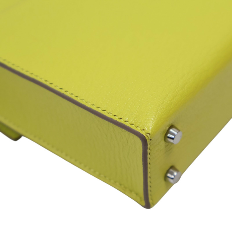 檸檬黃 Chevre山羊皮 Verrou Mini 肩背包 A刻 銀扣【HERMES 愛馬仕】-15