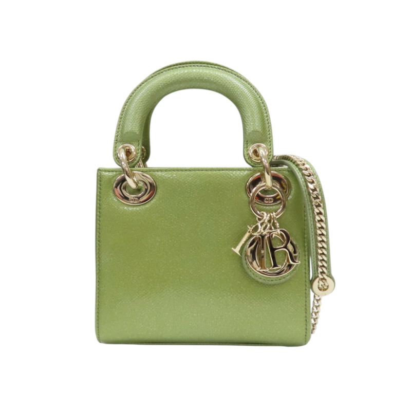 綠色 蜥蜴皮 Lady Dior Mini 兩用包 金扣【Dior 迪奧】 M050OKAR-52HU-0