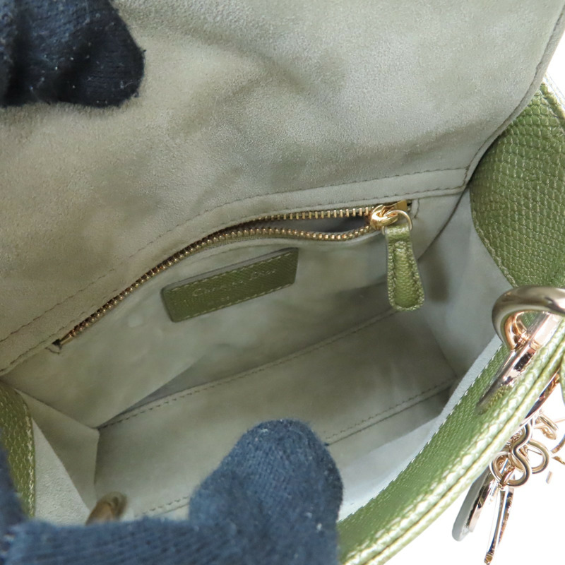 綠色 蜥蜴皮 Lady Dior Mini 兩用包 金扣【Dior 迪奧】 M050OKAR-52HU-4