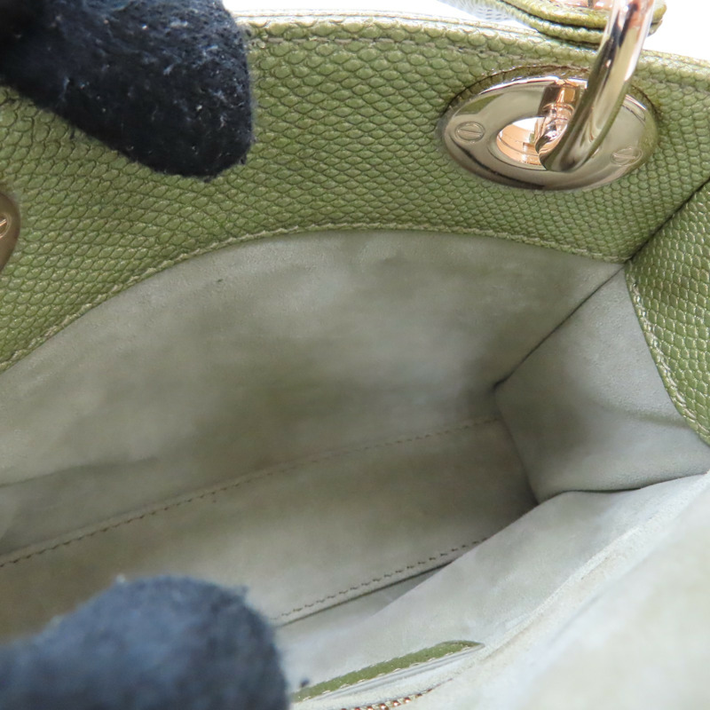 綠色 蜥蜴皮 Lady Dior Mini 兩用包 金扣【Dior 迪奧】 M050OKAR-52HU-5