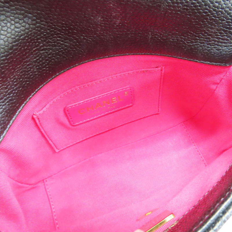 黑色 菱格紋 荔枝紋 牛皮 MINI方胖 肩背包 金釦【CHANEL 香奈兒】 AS2482-4